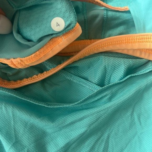 Lululemon Flow And Go Tank Top Size 4 Turquoise Orange Open Strappy Back - Picture 5 of 6